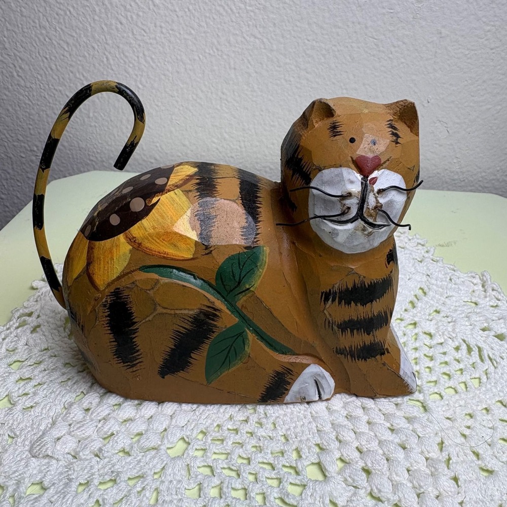 Hand painted wooden Cat